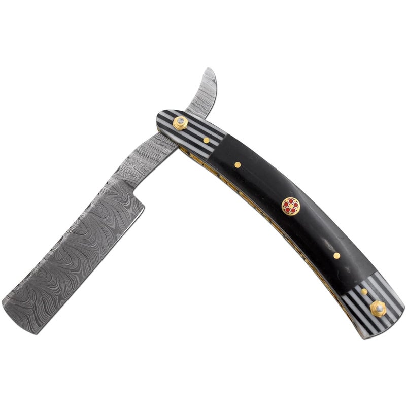 Old Ram Straight Razor | Straight Edge-Razor Sharp High Hardness Real Damascus Steel Cutthroat Straight Edge-Blade | Barber Razor (328) - Image 5